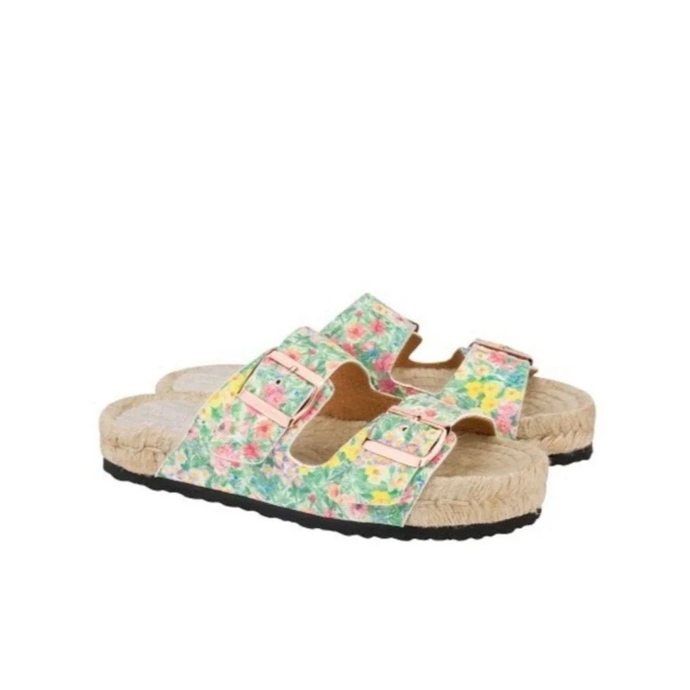 LoveShackFancy x Manebi Nordic Sandals Rainbow Skies Floral Suede Espadrille 39